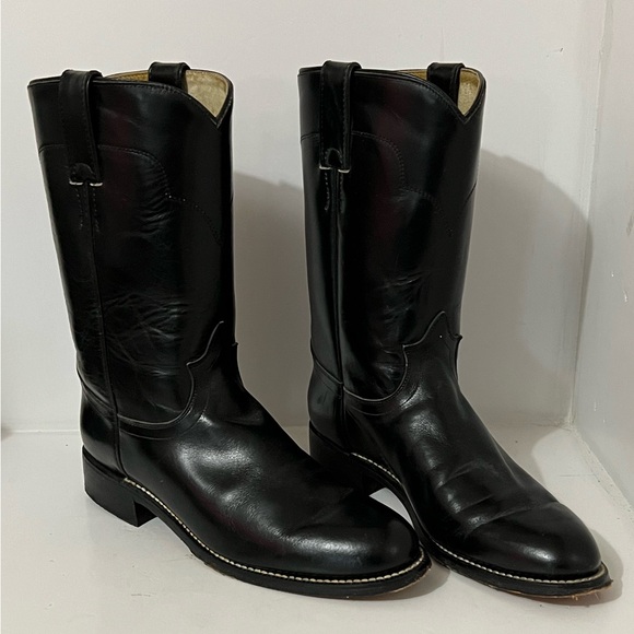 Tony Lama Shoes - Tony Lama | All Black Leather Moto Style Cowboy Boot - Size Woman’s 7